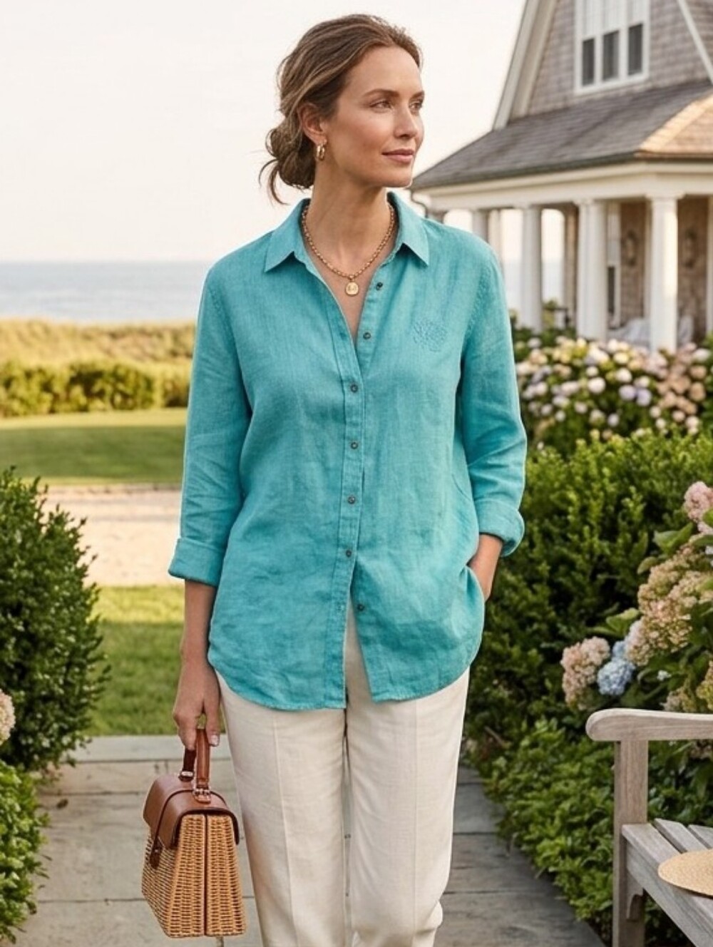 Lauren Ralph Lauren XL Linen Tunic Quiet Luxury Coastal Resortwear Lagenlook